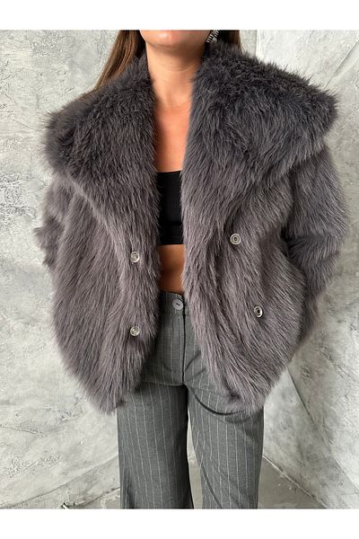 Laluvia Britney Anthrazit gefüttertes Premium-Fell