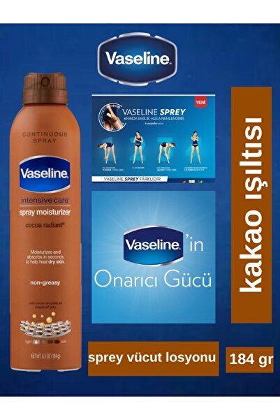 Vaseline Vasaline Sprey Krem Kakao Işıltısı Sprey Krem Vücut Losyonu Nemlendi...