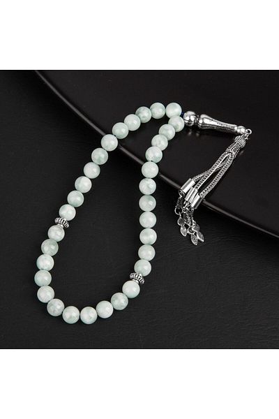 OSMANLI DOĞAL TAŞ Mărgele de rugăciune din piatră naturală Larimar albastră 33 buc - 8 mm