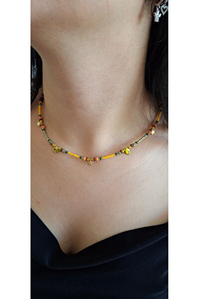 azra takı tasarım Ethnic Short Women's Necklace - Handmade Czech Glass