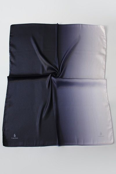 Valino Navy Blue Silver Gradient Patterned Evening Dress Crystal Shawl