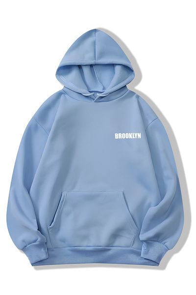 Revasser Unisex Γυναικεία/Ανδρικά BROOKLYN Πολύχρωμη ειδική στάμπα βαμβακερή φούτερ με κουκούλα