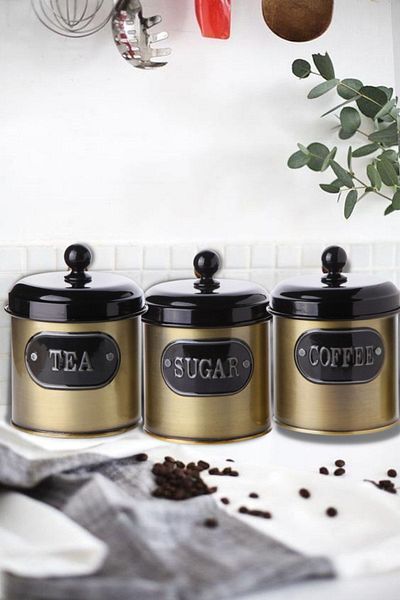 Bluem 10cm Wide Black/Gold Lid Storage Container