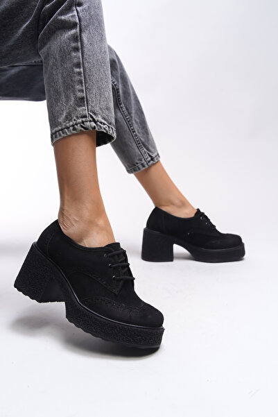 Riccon Дамски мокасини от черен велур Ghinziss - токчета и връзки 00121570