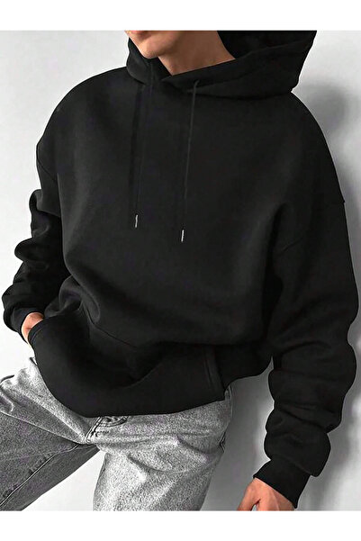 Black Sokak Μαύρο ανδρικό φούτερ με κουκούλα Wisdom Printed