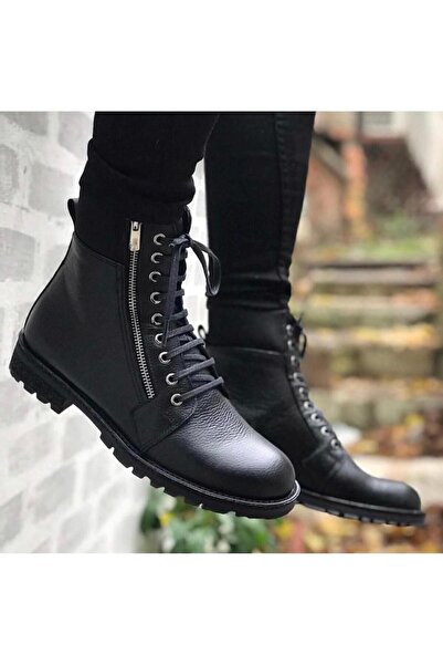 TEET Fermuarlı Military Hakiki Deri Erkek Bot Tt103