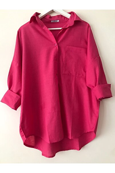 HC Boutique Υπερμεγέθη λινό πουκάμισο - Μεγάλη μονή τσέπη, νέο μοντέλο