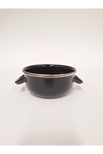 GİZEM Emaye Kulplu Kase Siyah 14 Cm - Ters Kulplu