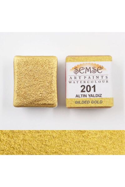 Şemse 201 Altın Yaldız El Yapımı Mührelenebilir Yaldız Suluboya-Yarım Tava