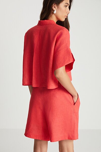 boneqa barcelona Kırmızı Keten Şort