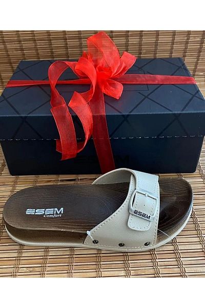 Esem Beige Colored Orthopedic Sole Trend Slippers