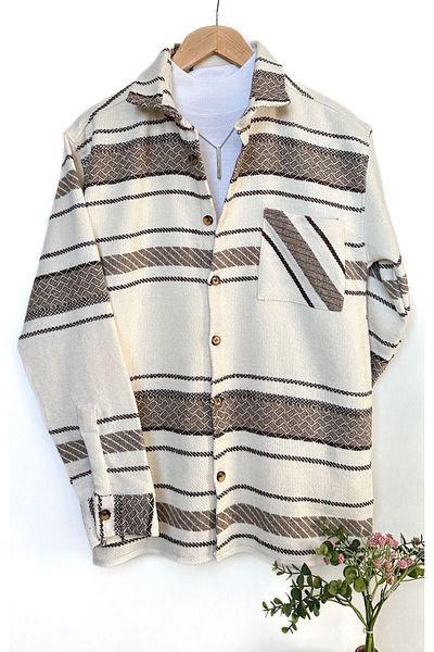 MİRMARONİ Men's Shirt Collar Oversize Winter Cotton Lumberjack Shirt