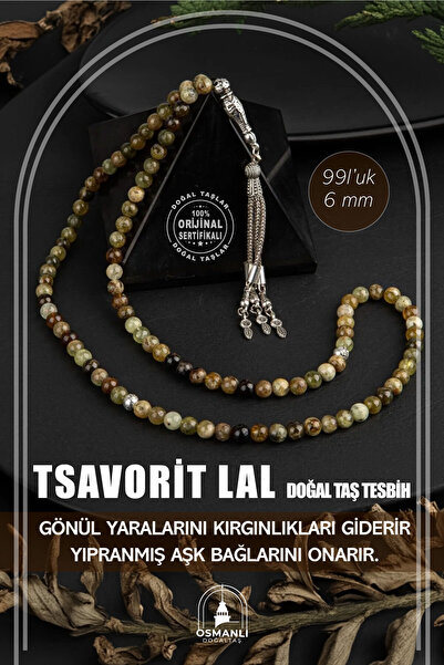 OSMANLI DOĞAL TAŞ 99 bucăți - 6 mm Tsavorit Lal piatră naturală Tasbih