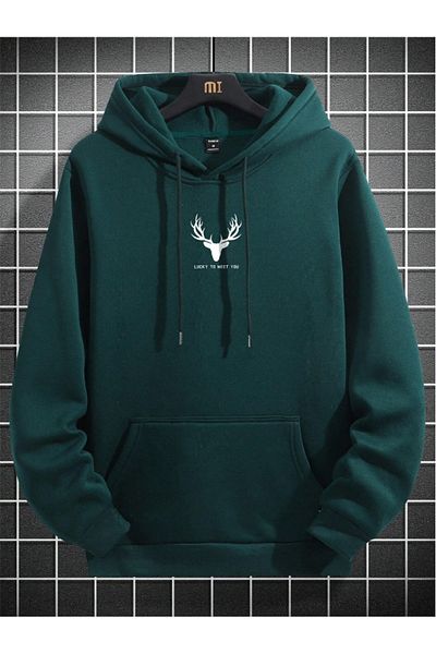 Revasser Φούτερ με κουκούλα DEER Printed Unisex Cotton Oversize - Πολύχρωμο