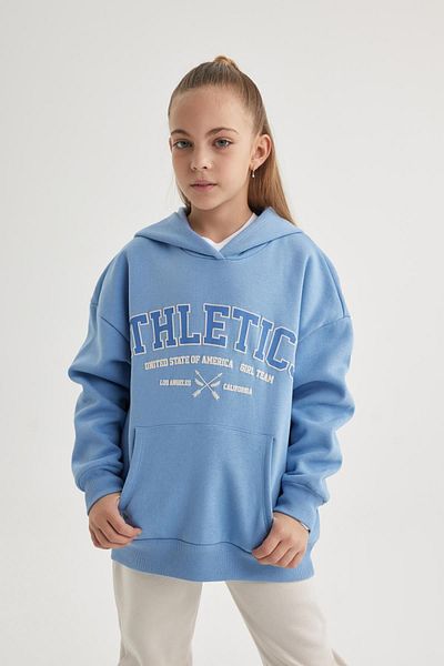 DeFacto Dívčí Soft Furry Oversize mikina s kapucí - Potištěná B4678a823wn