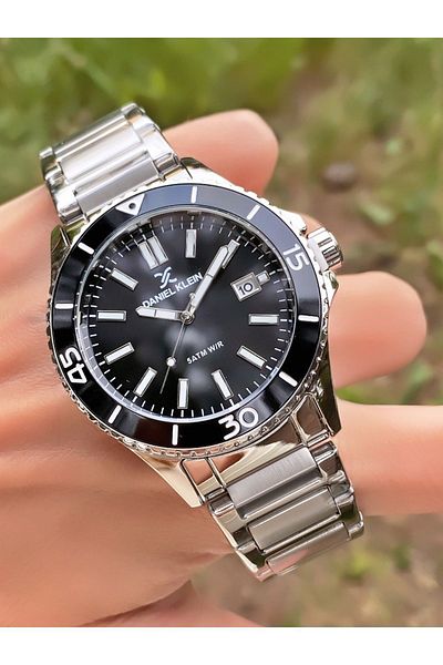 Daniel Klein Men's Wristwatch - 2 Years Warranty, Silver Colored Steel Cord, Bracelet Gift