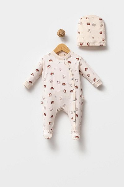 Bubbles Coconut Patterned 100% Organic Cotton Baby Rompers