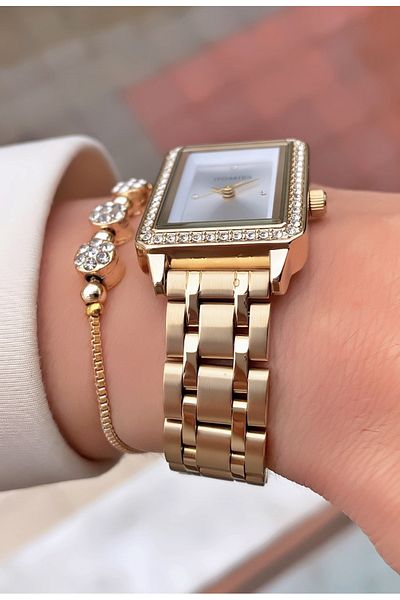 Homies Brand Gold Color Waterproof Women's Wristwatch - With Bracelet Gift