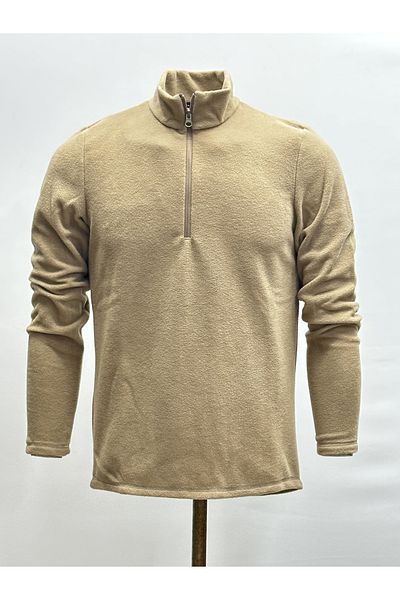 NJM SPORT WEAR Men's Beige Anti-pilling Non-Pilling Standard Fit Stand-Up Collar Cold-Proof Daily Comfortable