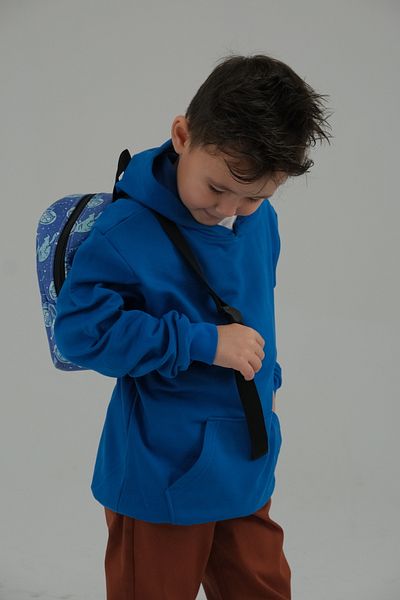 CALEMORE Hanorac pentru copii unisex Saks Blue cu glugă - cu buzunare