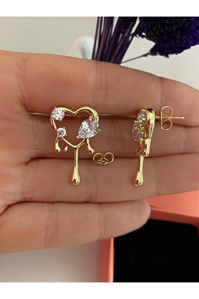 Arescollection سلسلة VIP أقراط على شكل قلب من حجر الزركون بدون تشويه