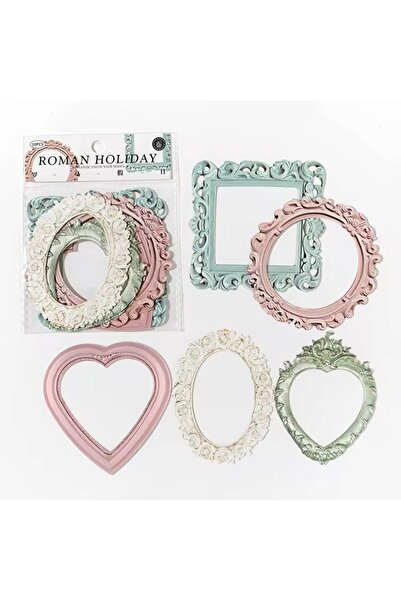 SF SCRAPBOOK KIRTASİYE 10 Adet Scrapbook Vintage Desenli Roman Çerçeve Seti