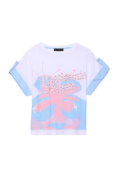 Quzu Tricou cu dungi albe cu pietre