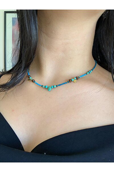 azra takı tasarım El yapım ,otantik ,etnik kadın mavi ve turkuaz ,çek camı kı...