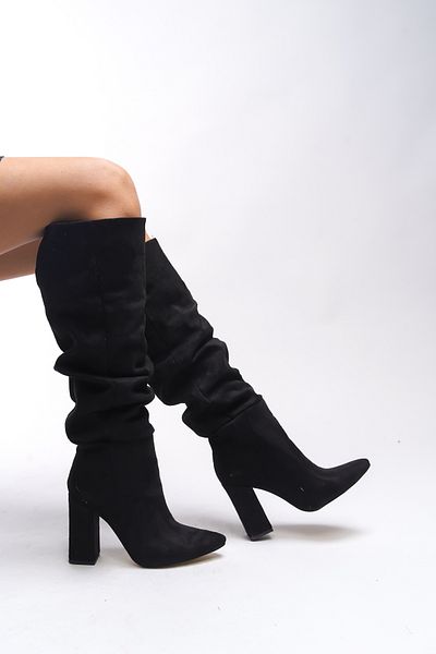 Riccon Γυναικείες μπότες με φυσούνα Issonesra Black Suede - 00121001