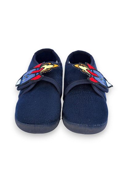First Step Παντόφλες για αγόρια Navy Blue - Rocket Embroidered, Velcro - F-740