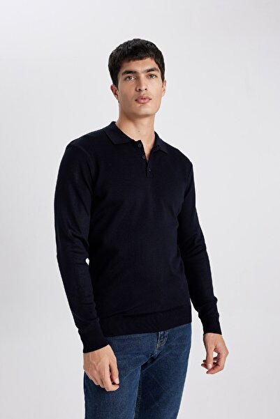 DeFacto Pulover din țesătură Thessaloniki cu gât polo - Fit standard B9713AX24AU