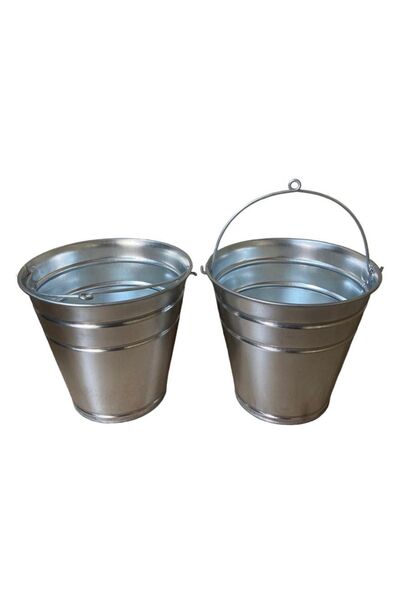 ÖZHEMMEKLER 2'li Metal Galvaniz Su,kum,temizlik Ve Çöp Kovası 10 Litre (25x18...