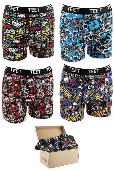 TEET Ανδρικό Boxer Premium Σετ 4 τεμαχίων - Δώρο από βαμβάκι και σχέδιο