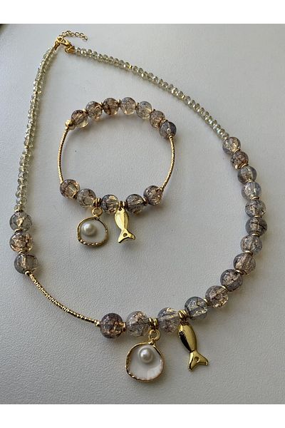 azra takı tasarım Handmade Short Necklace and Fish Tape, Wear Bracelet