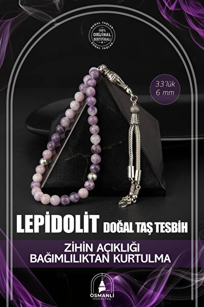 OSMANLI DOĞAL TAŞ Mărgele de rugăciune din piatră naturală lepidolit de 8 mm ...