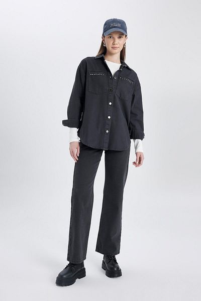 DeFacto Gabardine Relax Fit Long Sleeve Tunic Shirt - B8308Ax24Sp