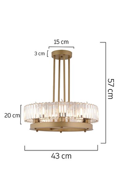 Apliqa Azalea 6lı Eskitme Kristalli Taşlı Modern Tasarım Kristal Büyük Salon Avize