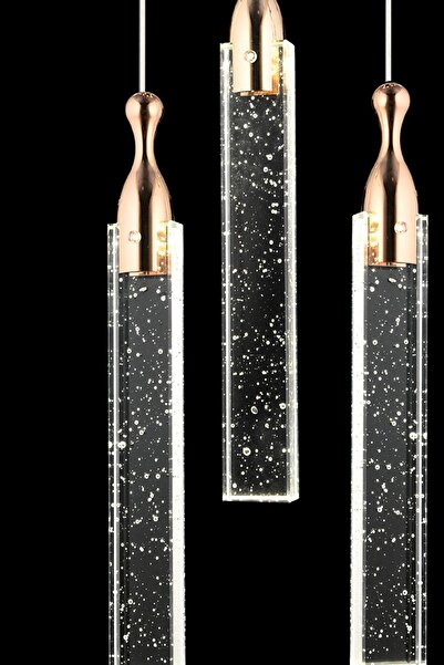 Apliqa Klaus 3'lü Yuvarlak 3 Renkli 48 Watt Gold Kristal Ledli Modern Oturma Odası Salon Sarkıt Avize