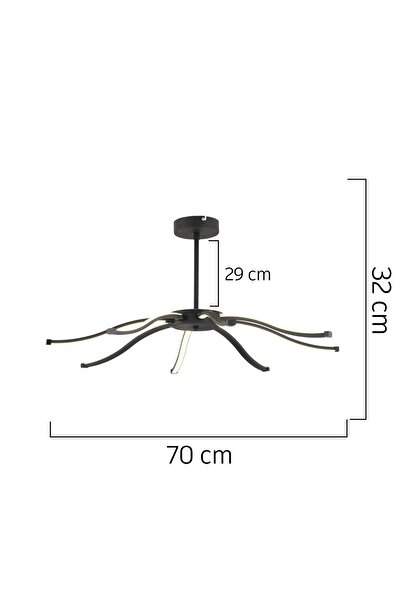 Apliqa Rosia Siyah Sarkıt Ledli Modern Mutfak Led Salon Sarkıt Avize