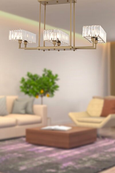 Apliqa Brambles 6'lı Eskitme Kristalli Taşlı Modern Tasarım Kristal Salon Avize