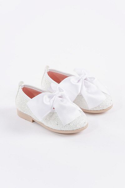 Banamio Pantofi pentru fete Shuu Bow Broken Stone Coated (ALB)