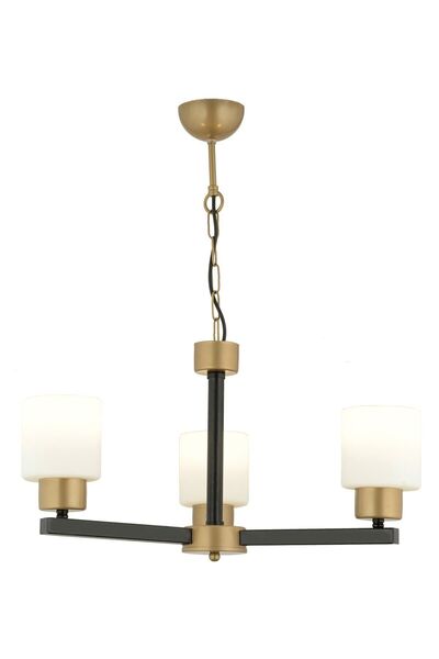 Apliqa Jade 3 Lü Avize Eskitme Siyah Boyalı Beyaz Camlı Modern Genç Odası Yatak Odası Retro Salon Avize