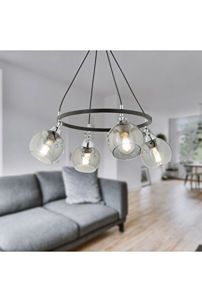 Apliqa Flora 4 Lü Krom Detaylı Modern Yatak Odası Mutfak Oturma Odası Salon Avize