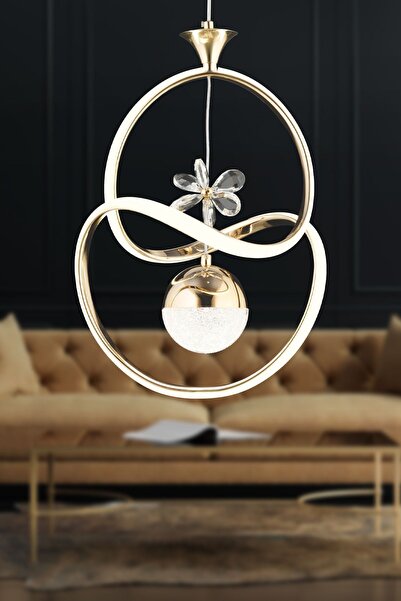 Apliqa Conroy Gold 3 Renkli 48 Watt Kristal Ledli Modern Oturma Odası Salon Sarkıt Avize