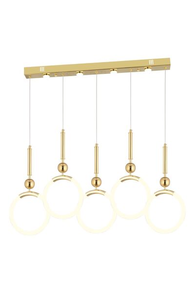 Apliqa Struer 5'li Sıralı Gold Ledli Modern Koridor, Yatak Odası Salon Sarkıt Led Avize