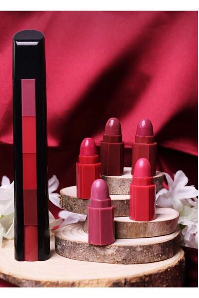 Shenoza 5 Katlı Matruşka Ruj Seti -kırmızı