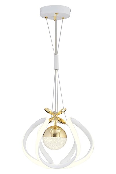 Apliqa Pelin Tekli Beyaz Gold 3 Renkli 40 Watt Ledli Modern Oturma Odası, Koridor, Salon Led Avize