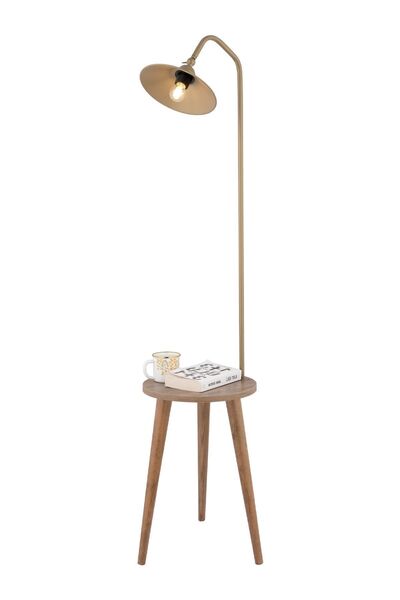 Apliqa Clifferd Eskitme Başlıklı Ahşap Sehpalı Modern Ayaklı Abajur Lamba Ahşap Lambader