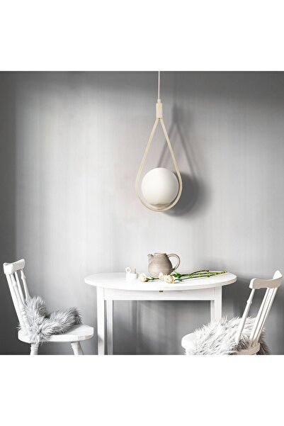 Apliqa Mirza Tekli Beyaz Silme Sarkıt Beyaz Camlı Modern Sarkıt Mutfak Salon Sarkıt Avize