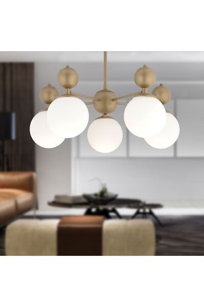 Apliqa Kuvars 5li Eskitme Beyaz Camlı Modern Koridor Yatak Odası Salon Avize